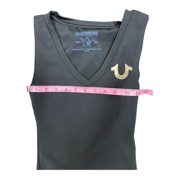 True Religion Black Scoop V Neck Seamless Bodysuit Size XS Snap Stretch EUC - Picture 3 of 5